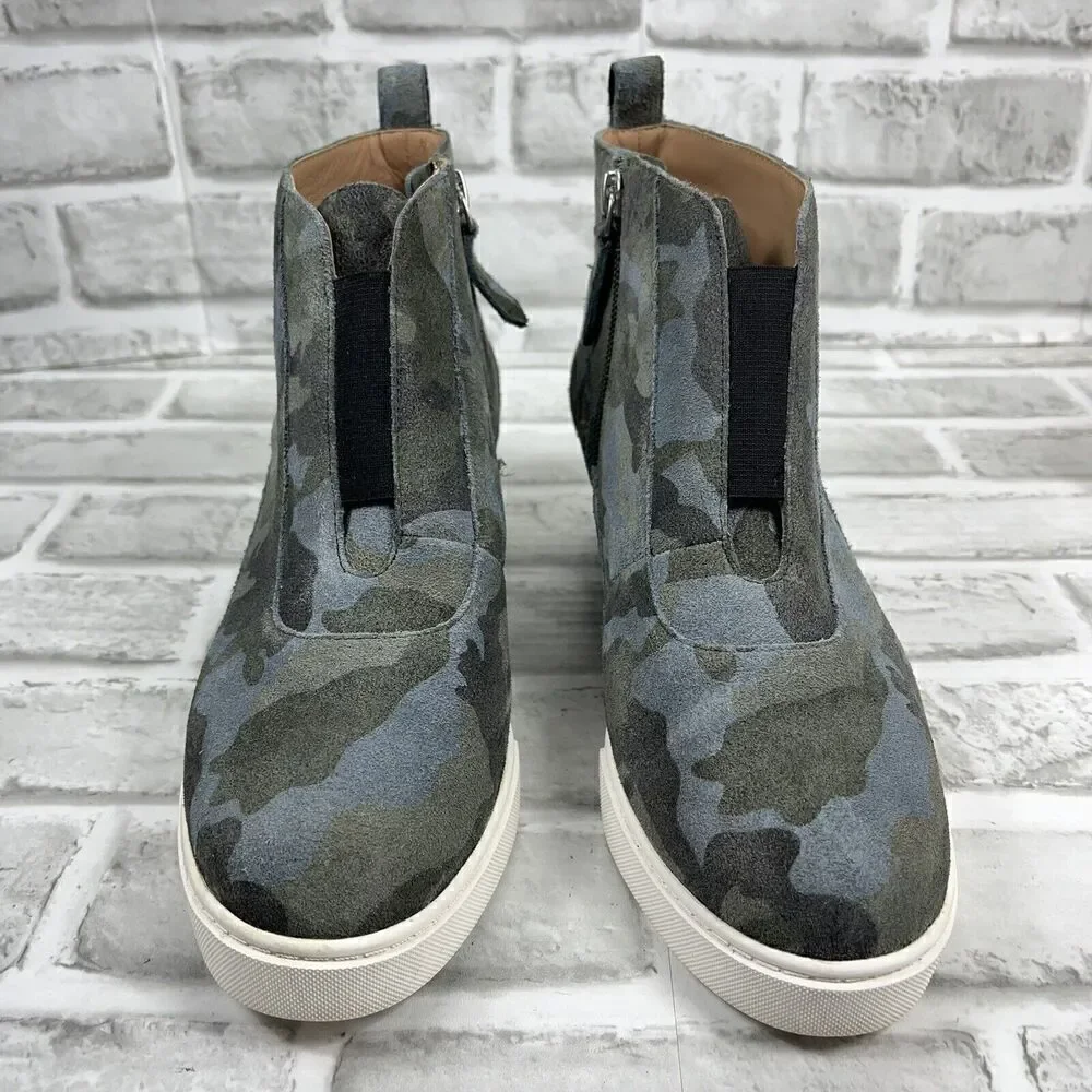 Linea Paolo Anna Women’s Size 7.5 Suede Camo Original Low Wedge Sneakers